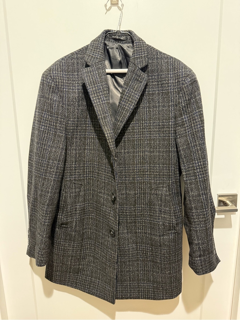 Calvin Klein Wool Plaid Top Coat - 36S